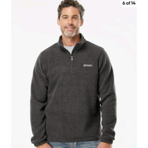 Columbia Mens XL Grey 1/4 Zip Fleece Pullover Jacket  Adjustable Hem Outdoors - Picture 1 of 8